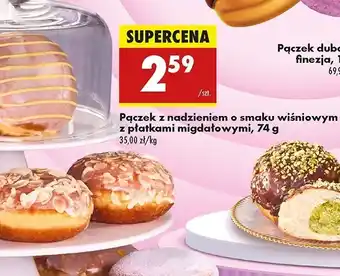 Biedronka Pączek z nadzieniem wiśniowym i płatkami migdałowymi oferta