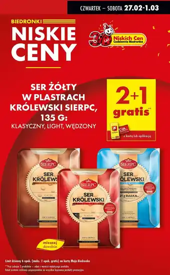 Biedronka Ser królewski light plastry Sierpc oferta