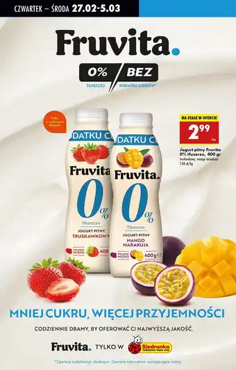 Biedronka Jogurt pitny mango marakuja Fruvita oferta