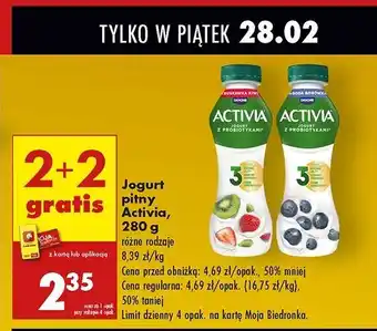 Biedronka Jogurt jagoda-borówka amerykańska Danone Activia oferta