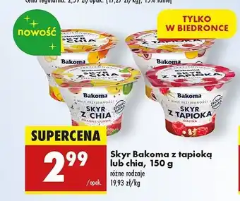 Biedronka Jogurt z tapioką malina Bakoma Skyr oferta