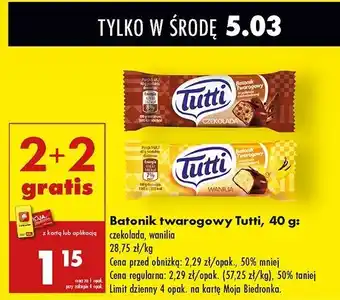 Biedronka Batonik twarogowy wanilia Tutti oferta