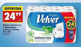 Biedronka Papier toaletowy delikatnie biały z wyciągiem aloesu Velvet oferta