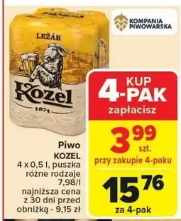 Carrefour Kozel Ležák Piwo jasne 2 l (4 x 0,5 l) oferta