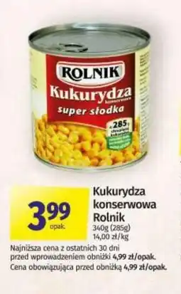 Społem Rolnik Kukurydza konserwowa super słodka 340 g oferta