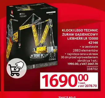 Selgros Klocki LEGO Technic Zuraw Gąsienicowy Liebherr LR 13000 42146 oferta