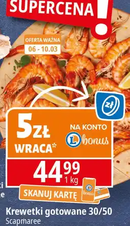 E.Leclerc Krewetki całe gotowane 30/50 Scapmaree oferta