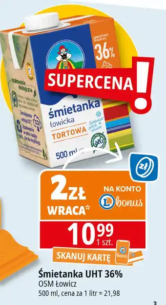 E.Leclerc Śmietanka uht 36 % Łowicz 1906 Łowicka oferta