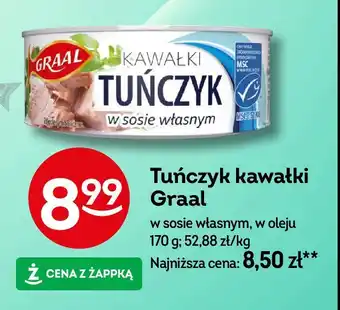 Żabka Tuńczyk kawałki w sosie własnym Graal oferta