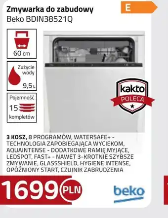 Kakto Zmywarka do zabudowy Beko oferta