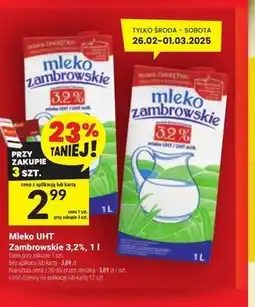 Twój Market Mleko zambrowskie UHT 3,2 % 1 l oferta