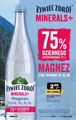 Netto Woda źródlana Minerals+ Żywiec Zdrój oferta