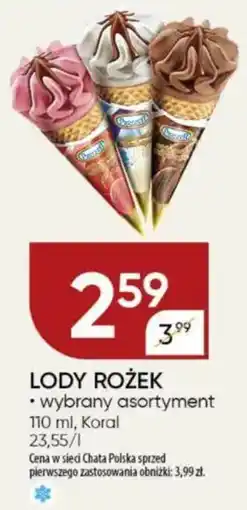 Chata Polska Lody rożek koral oferta