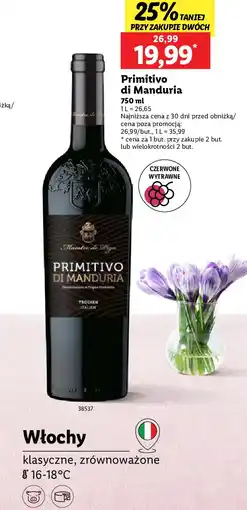 Lidl Wino wytrawne Primitivo Di Manduria Adriatico oferta