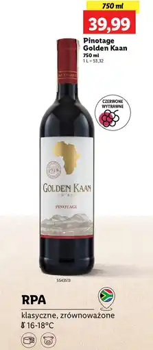 Lidl Wino Golden Kaan Pinotage oferta