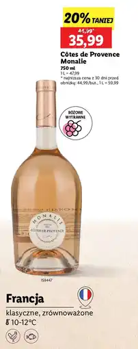 Lidl Wino Cotes De Provence Monalie oferta