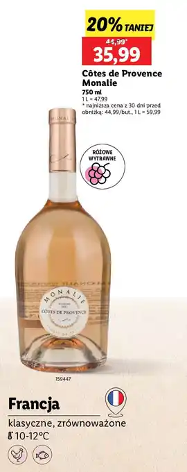 Lidl Wino Cotes De Provence Monalie oferta