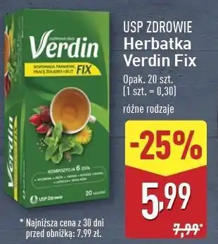 ALDI Herbata kompozycja 6 ziół Verdin Fix oferta