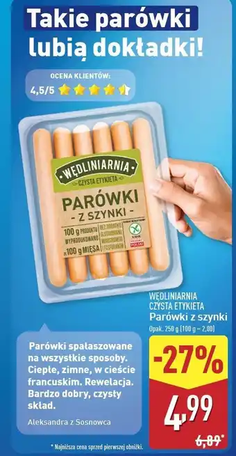 ALDI Parówki z szynki Wędliniarnia Czysta Etykieta oferta