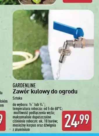 ALDI Zawór kulowy do ogrodu 3/4'' Gardenline oferta