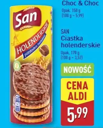 ALDI Ciastka holenderskie w czekoladzie San Łakotki oferta