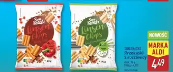 ALDI Przekąska z soczewicy zielona cebulka Sun Snacks oferta