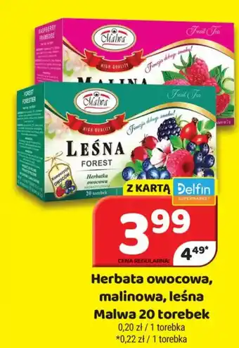 Delfin Herbata owocowa, malinowa, leśna Malwa oferta