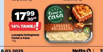 Netto Lasange bolonese Come a casa oferta