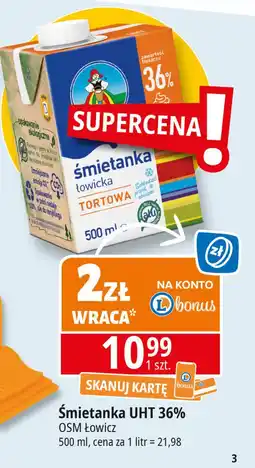 E.Leclerc Śmietanka uht 36 % Łowicka oferta