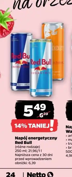 Netto Napój morela-truskawka Red Bull The Summer Edition oferta