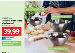 Lidl Zestaw misek ze stali nierdzewnej 1.55 l + 3.45 5.2 Livarno Home oferta