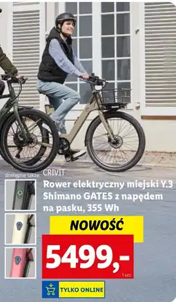 Lidl Rower elektryczny shimano gates Crivit oferta