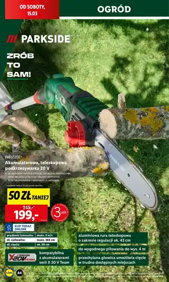 Lidl Podkrzesywarka 20v Parkside oferta