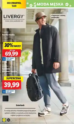 Lidl Spodnie męskie dresowe m-xl Livergy oferta