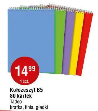 E.Leclerc Kołozeszyt b5 80 kartek gładki Tadeo oferta