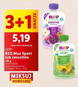 Lidl Mus gruszki-banany-winogrona z owsem Hipp Bio Sport oferta