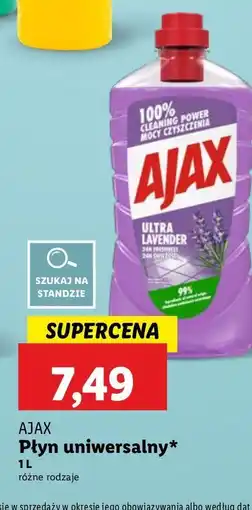 Lidl Płyn do mycia ultra lavender Ajax oferta