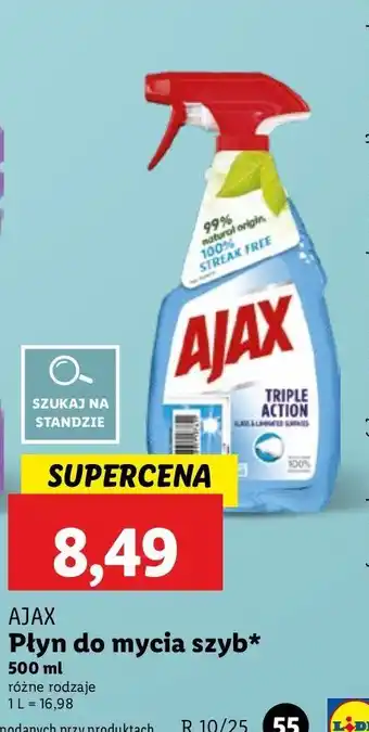 Lidl Płyn do mycia szyb Ajax Triple Action oferta