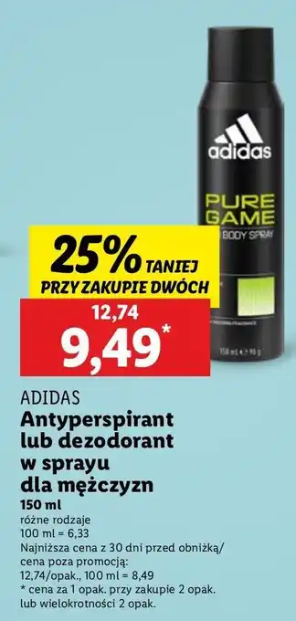 Lidl Dezodorant Adidas Men Pure Game oferta