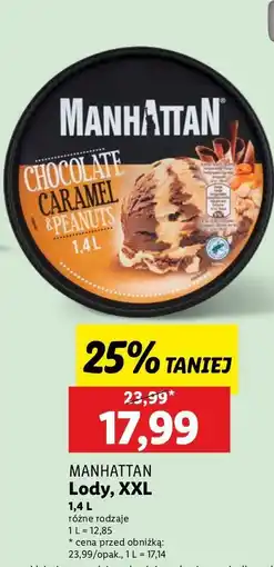 Lidl Lody chocolate & caramel with peanuts Manhattan (Nestle) oferta