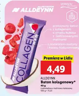 Lidl Baton kolagenowy czekolada-malina-kokos Alldeynn oferta