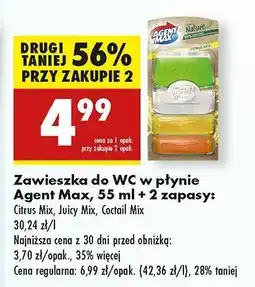 Biedronka Zawieszka do wc coctail mix + 2 x zapas Agent Max Active & Clean oferta