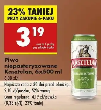 Biedronka Piwo Kasztelan Niepasteryzowane oferta