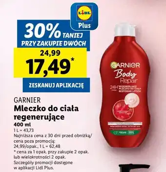 Lidl Mleczko regenurujące skóra bardzo sucha Garnier Body oferta