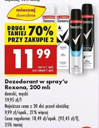 Biedronka Antyperspirant aqua Rexona Invisible oferta