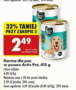 Biedronka Karma dla psa z kurczakiem w galarecie Activ Pet oferta