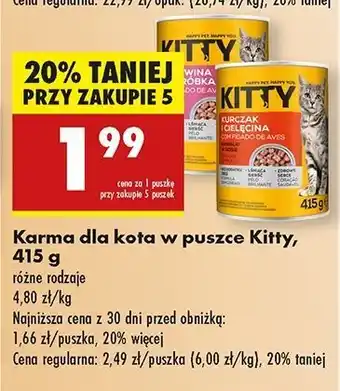 Biedronka Karma dla kota z wołowiną i wątróbką Kitty oferta