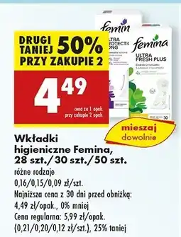 Biedronka Wkładki ultra fresh plus Femina oferta