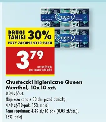 Biedronka Chusteczki higieniczne mentol Queen oferta