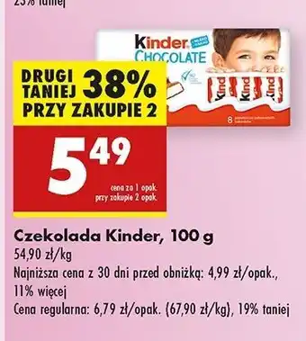 Biedronka Batoniki z mlecznej czekolady nadzieniem mlecznym Kinder Chocolate oferta